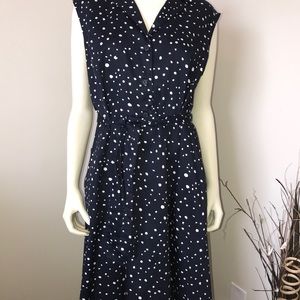 Ann Taylor - Polka Dot Dress Navy & White Size 14